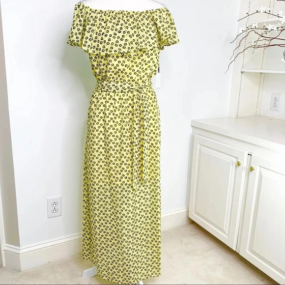 1. State Off the Shoulder Floral Print Maxi Dress Yellow Size S NWT - Picture 7 of 15